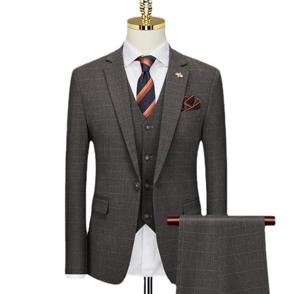 Tailor Make suit Men's Plaid Suit 3-piece Set with Single Breasted Wedding Wedding Business Office Men's Suit
