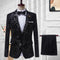 Tailor mkae Wedding Prom Suit Black Jacquard Floral Peaked Lapel Slim Fit Tuxedo Men Formal Business Work Wear Suits 2Pcs Set