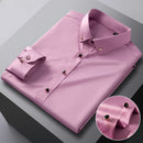 Autumn Buckle Collar Long Sleeve Men's Youth Solid Business Leisure Professional Shirt Men's Elastic Non Ironing Shirt