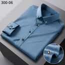 Autumn Buckle Collar Long Sleeve Men's Youth Solid Business Leisure Professional Shirt Men's Elastic Non Ironing Shirt