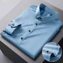 Autumn Buckle Collar Long Sleeve Men's Youth Solid Business Leisure Professional Shirt Men's Elastic Non Ironing Shirt