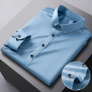 Autumn Buckle Collar Long Sleeve Men's Youth Solid Business Leisure Professional Shirt Men's Elastic Non Ironing Shirt