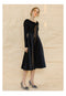 Birthday Party Little Black Dress Lady Temperament Design Sense Niche Mid-length Oblique Collar Off-the-shoulder Long-sleeved
