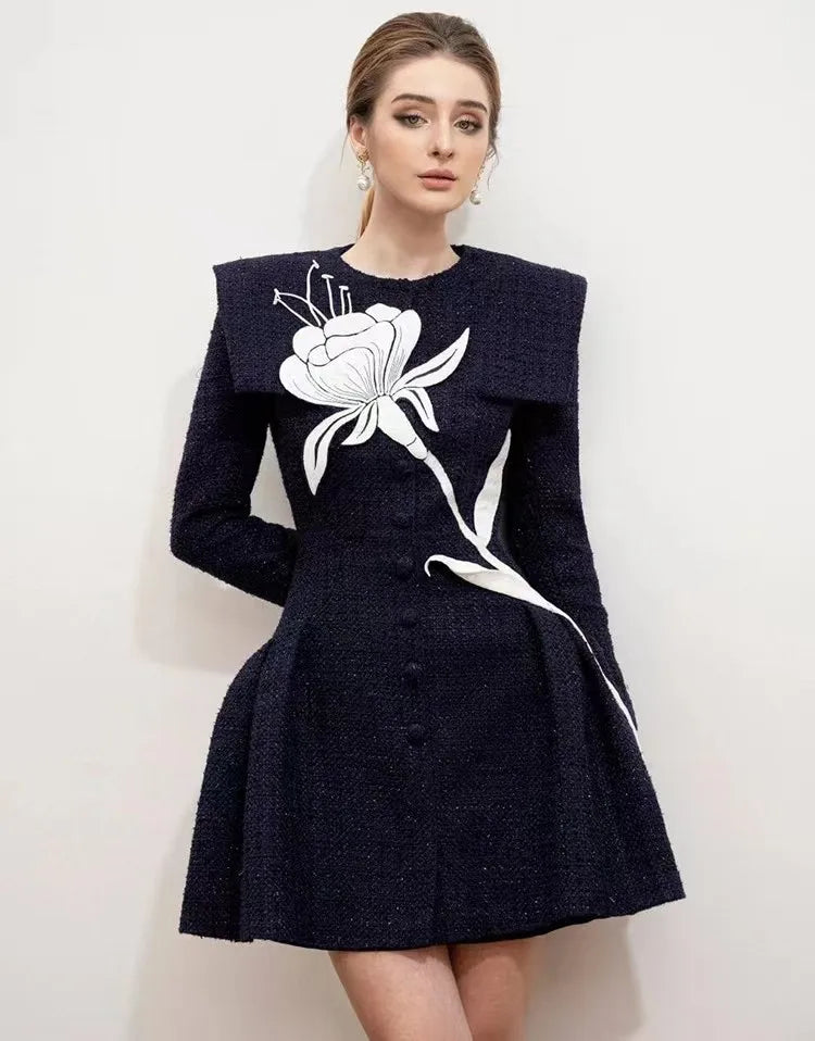 Custom Make Bule Short Dress White Large Flower Tailor Shop Made Form – Shenzhen Stephanie Apparel Ltd. Shenzhen Tailor