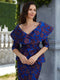 Custom Taylor Elegant Blue Mother Dress Knee Length Short Sleeve Noble Party Wedding Guest Groom Gown Dress