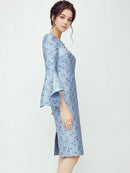 Customized Elegant and Slim Blue Personalized Sleeve Knee-length Dress