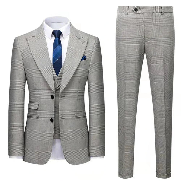 Customized Single Breasted Groom Formal Slim Fitting Men's Business Suit Wool Fashion Set