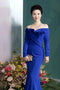 Customized Temperament Wenyabao Blue Off Shoulder Mother-in-law Bride Mother Wedding Dress