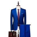 Men's Wedding Set Fashion Men's Slim Fit Solid Color Business Office Set