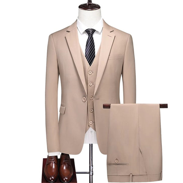 Fashion New Men's Boutique Business Solid Color Men's Slim Fit Double Split Suit