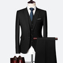 Men's Wedding Set Fashion Men's Slim Fit Solid Color Business Office Set