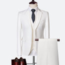 Men's Wedding Set Fashion Men's Slim Fit Solid Color Business Office Set