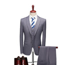 Men's Wedding Set Fashion Men's Slim Fit Solid Color Business Office Set