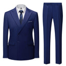 Boutique Fashion Solid Color Double Breasted Set 2-piece Slim Fit Men's Leisure Business Office Set