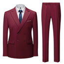 Boutique Fashion Solid Color Double Breasted Set 2-piece Slim Fit Men's Leisure Business Office Set