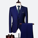 Men's Wedding Set Fashion Men's Slim Fit Solid Color Business Office Set