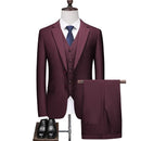 Men's Business 3-piece Suit Formal Work Suit Wedding Groom's Tuxedo Slim Fitting Set