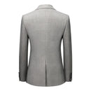 Men's Checkered Single Breast Business Light Grey Formal Wedding Dinner 3-piece Set