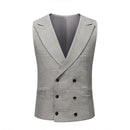 Men's Checkered Single Breast Business Light Grey Formal Wedding Dinner 3-piece Set