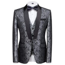 Men's Tuxedo Casual Slim Fitting 3-piece Formal Tight Fitting Shawl Suit Men's Wedding Banquet Dress