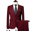 New Men's Set Formal Suit Slim Fit Business Tuxedo 2 Piece Set Groom Wedding Dress Men's Set