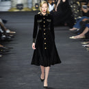 Plaid Lapel Long-sleeved Single-breasted Lace-up Waist Warm Velvet Mid-length Bottoming Dress Little Black Dress