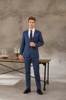 Shenzhen Customized High-quality Wool and Cashmere Business Office Slim-fit Pure Blue Suit Three-piece Suit