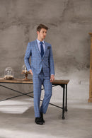 Shenzhen Tailor Shop Customized High Quality Wool Cashmere Business Slim Blue Groom Wedding Suit Three-piece Suit