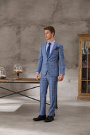 Shenzhen Tailor Shop Customized High Quality Wool Cashmere Business Slim Blue Groom Wedding Suit Three-piece Suit