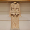 Small Fragrance Suit Temperament Tweed Short Coat High Waist Skirt Women's Dress