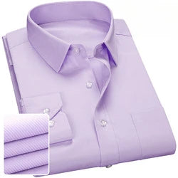 Solid Color Professional Business Slim Fitting Casual Long Sleeved Men's Clothing Shirt