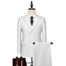 Solid Elegant Long Sleeve Slim Fit Double Breasted Two Piece Business Set