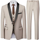 Suit Coat Pants Vest Set Fashionable Men's Casual Business Wedding Dress Evening Dress