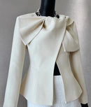 Tailor Shop Slim Classic Cream Crepe Bow Neck Bride Long-sleeved Only Jacket