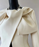 Tailor Shop Slim Classic Cream Crepe Bow Neck Bride Long-sleeved Only Jacket