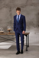 Tailor Shop Tailor Made Wool Cashmere Slim Dark Blue Groom Wedding Suit