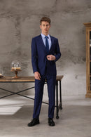 Tailor Shop Tailor Made Wool Cashmere Slim Dark Blue Groom Wedding Suit