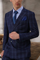 Tailor Shop Tailor-made Men's High Quality Wool Cashmere Blue Stripe Slim Business Three Suits