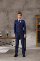 Tailor Shop Tailor-made Men's High Quality Wool Cashmere Blue Stripe Slim Business Three Suits