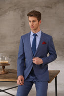 Tailor-made High-quality Wool Cashmere Business Casual Blue Suit Groom Wedding Dress Three-piece Suit