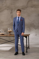 Tailor-made High-quality Wool Cashmere Business Casual Blue Suit Groom Wedding Dress Three-piece Suit