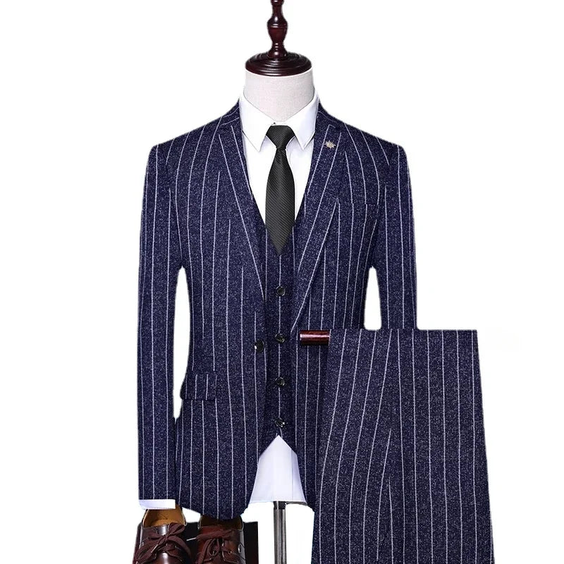 Taylor Make Solid Business Stripe Gentleman Suit Wedding Groom Suit