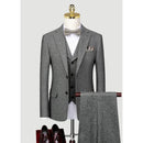 Western Style Three Piece Bridegroom Wedding Dress Korean Version Slim Fitting Autumn and Winter Grey Casual Suit Men's Suit