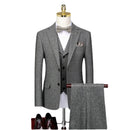 Western Style Three Piece Bridegroom Wedding Dress Korean Version Slim Fitting Autumn and Winter Grey Casual Suit Men's Suit