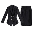 Women's Professional Set Women's Tailor Make suit  Pearl Waist Short Suit Coat Wrapped Hip One Step Skirt Two Piece Set