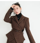 Woolen Tweed Wrapped Waistband Suit A-line Skirt Suit Mother of The Groom Dress  Formal Dresses