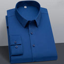 Wrinkle Resistant Business Casual Men's Shirt Gentleman's Solid Color Slim Fitting Long Sleeved Shirt