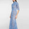 Yujie Light Mature Style Blue Lace Skirt Irregular Dress High Low Style Slim Long Skirt Dress Fashionable Dresses