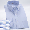 New Summer Business Professional Workwear White Solid Men's Stripe Plus Size Customized Long Sleeve Shirt