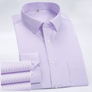 New Summer Business Professional Workwear White Solid Men's Stripe Plus Size Customized Long Sleeve Shirt